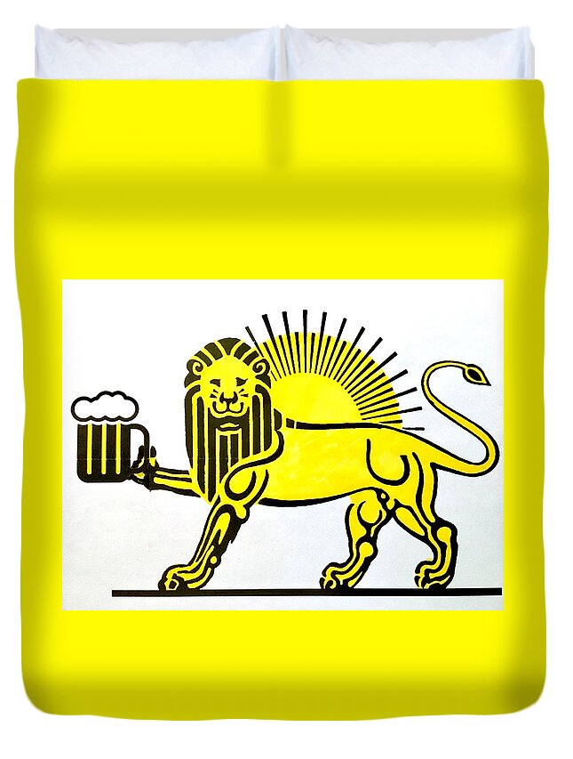 Lion Duvet Cover featuring the painting Beersia by Joel Tesch
