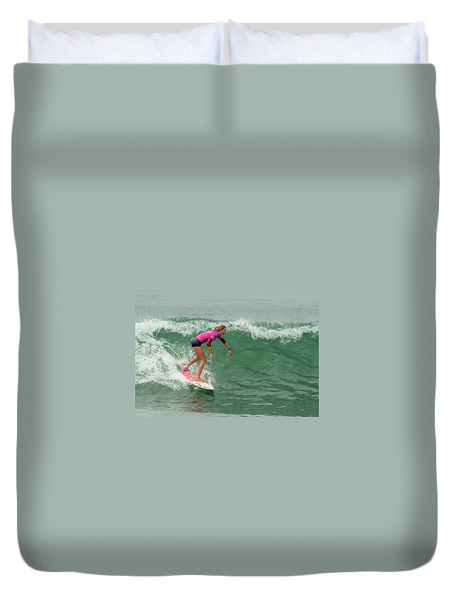 Surfers Duvet Cover featuring the photograph Bianca Buitendag Surfing #1 by Waterdancer
