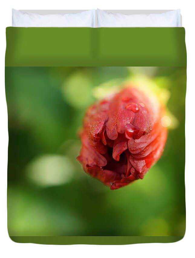 Hibiscus Duvet Cover featuring the photograph Blooming #1 by Faashie Sha