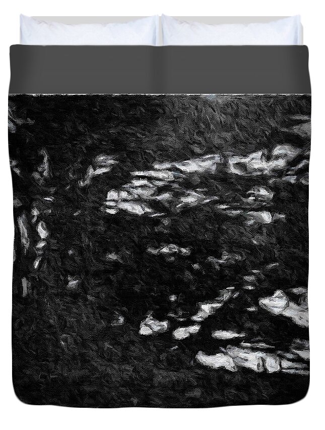 Black And White Painting Duvet Cover featuring the painting Blowing in the Wind #1 by Joan Reese