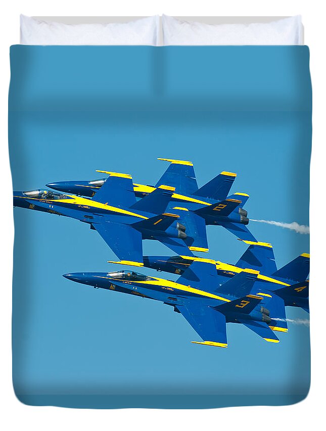 Us Navy Duvet Cover featuring the photograph Blue Angels #1 by Sebastian Musial