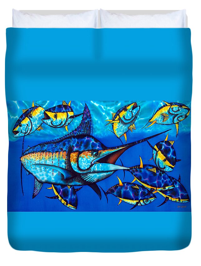  Yellowfin Tuna Duvet Cover featuring the painting Blue Marlin by Daniel Jean-Baptiste