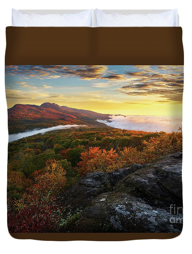 Grandfather Mountain Duvet Cover featuring the photograph Blue Ridge Morning #1 by Anthony Heflin