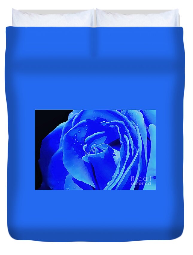 Rose Duvet Cover featuring the photograph Blue Romance #1 by Krissy Katsimbras