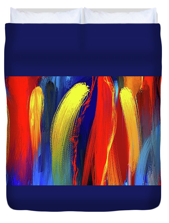 Bold Abstract Art Duvet Cover featuring the painting Be Bold - Primary Colors Abstract Art by Lourry Legarde