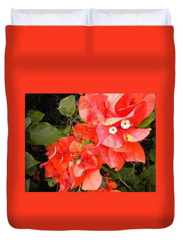 Bouganvilla Duvet Cover featuring the painting Bouganvilla 1 #1 by Renate Wesley