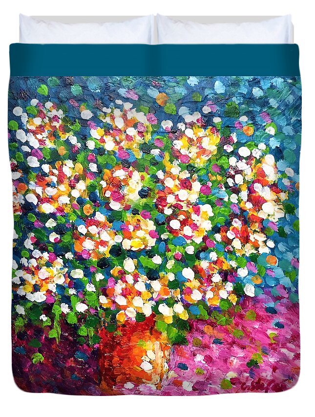 Bouquet Duvet Cover featuring the painting Bouquet #1 by Cristina Stefan