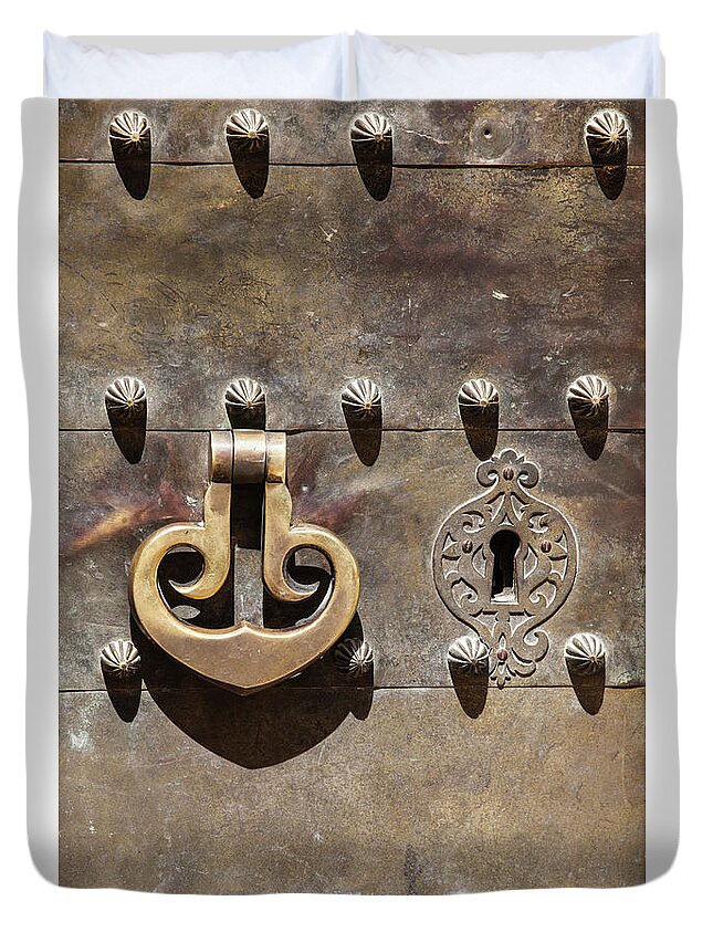 David Letts Duvet Cover featuring the photograph Brass Door Knocker by David Letts