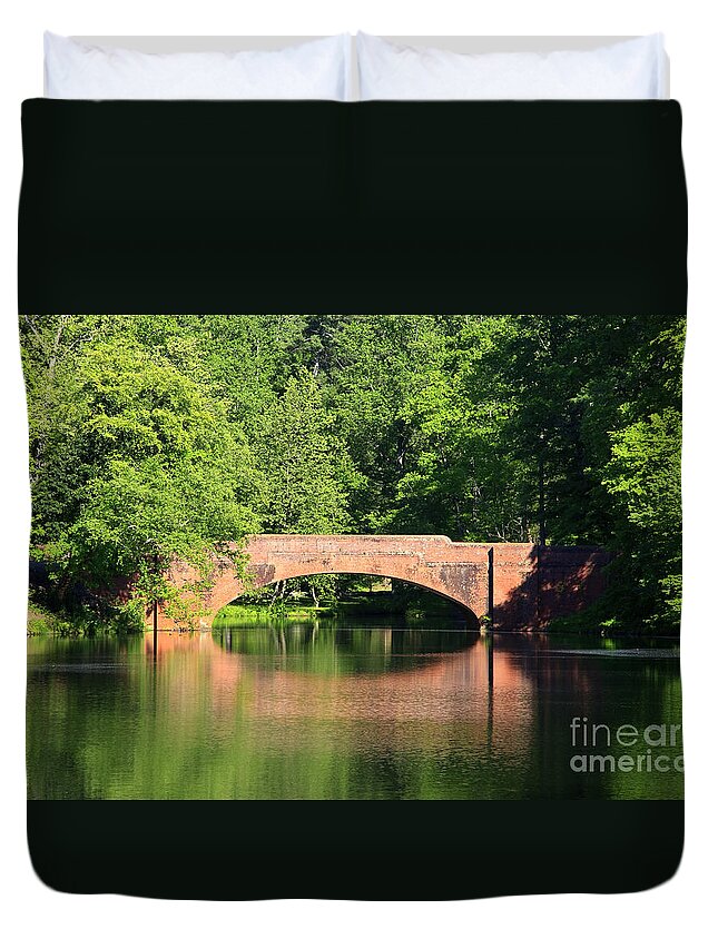 Bass Duvet Cover featuring the photograph Bridge Reflection in the Spring #1 by Jill Lang
