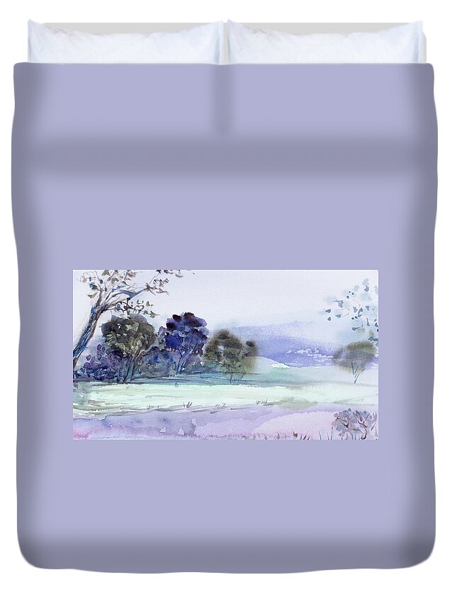 Australia Duvet Cover featuring the painting Bruny Island at dusk by Dorothy Darden