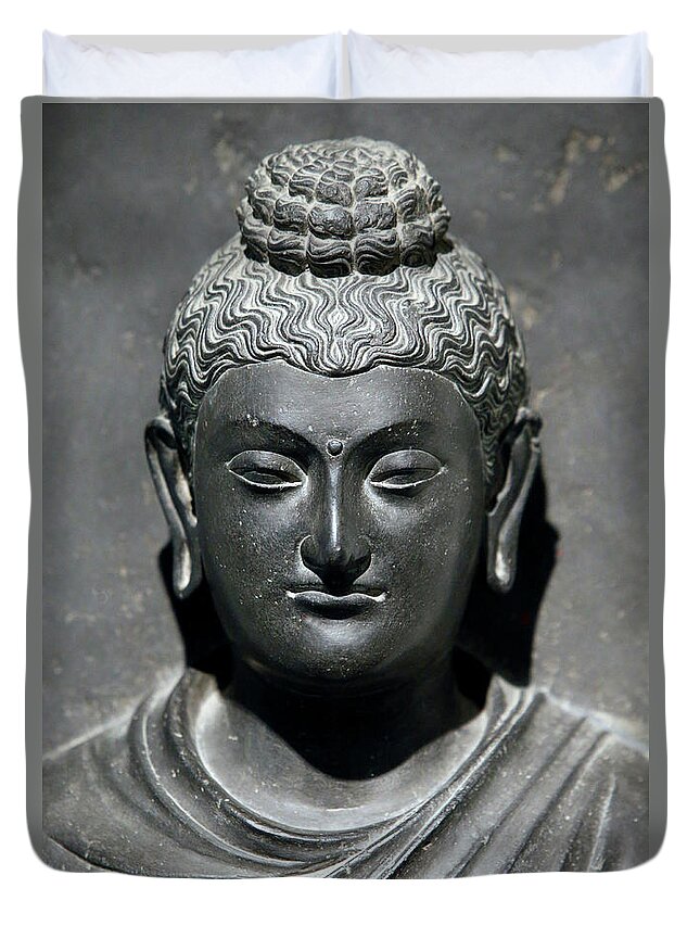 Buddhist Duvet Cover featuring the sculpture Buddha by Indian School