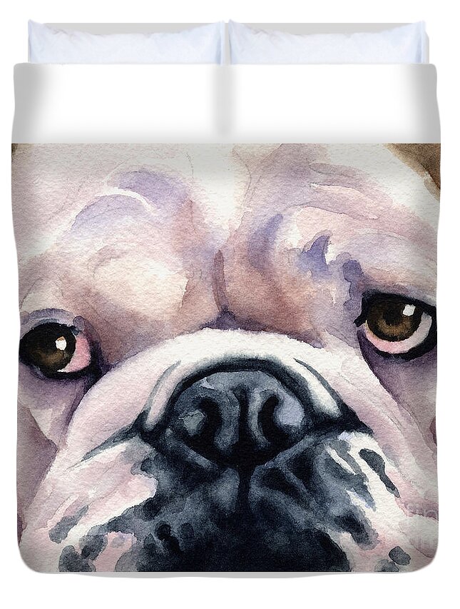 Bulldog Duvet Cover featuring the painting Bulldog by David Rogers