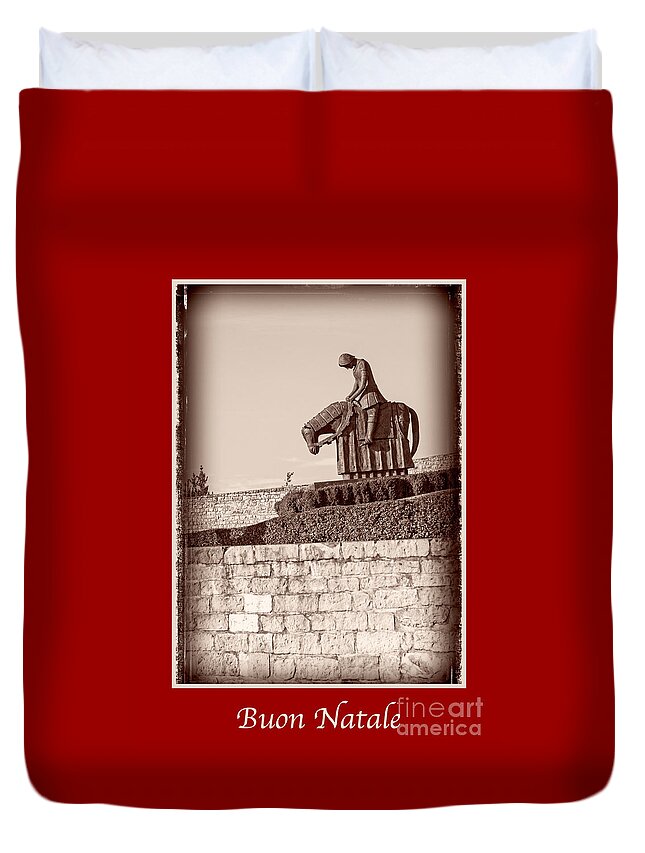 Italian Duvet Cover featuring the photograph Buon Natale with St Francis #2 by Prints of Italy