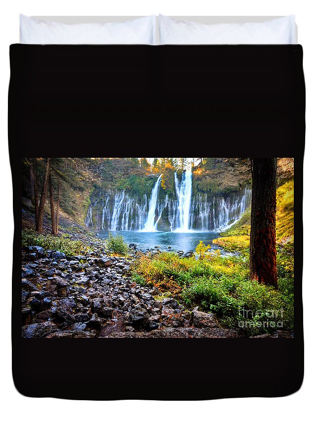 Burney Falls Duvet Cover featuring the photograph Burney Falls #1 by Kelly Wade