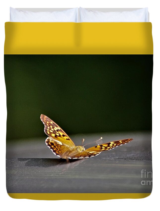 Butterflies Duvet Cover featuring the photograph Butterfly on my car5 by Merle Grenz