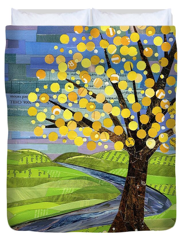 Tree Collage Duvet Cover featuring the mixed media Calm Before the Storm #1 by Shawna Rowe