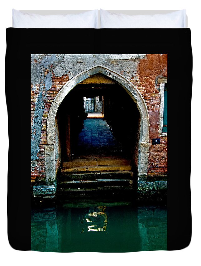 Venice Duvet Cover featuring the photograph Canal Entrance #1 by Harry Spitz