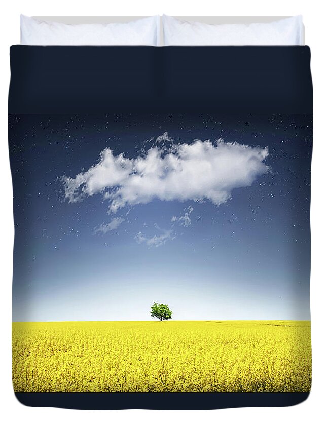 Autumn Duvet Cover featuring the photograph Canola Field #1 by Bess Hamiti