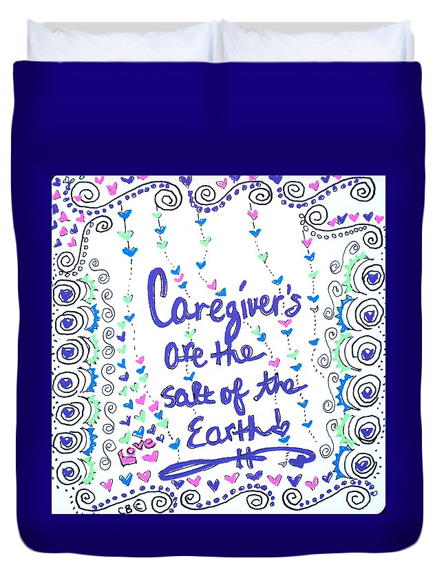 Zentangle Duvet Cover featuring the drawing Caregiver Love by Carole Brecht