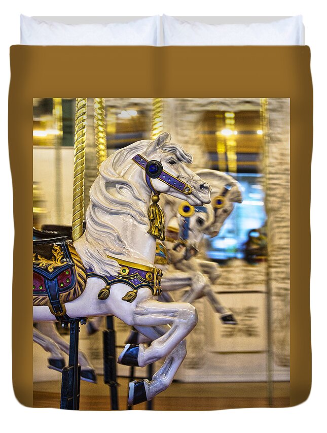 Looff Duvet Cover featuring the photograph Carousel Horse #2 by Paul DeRocker