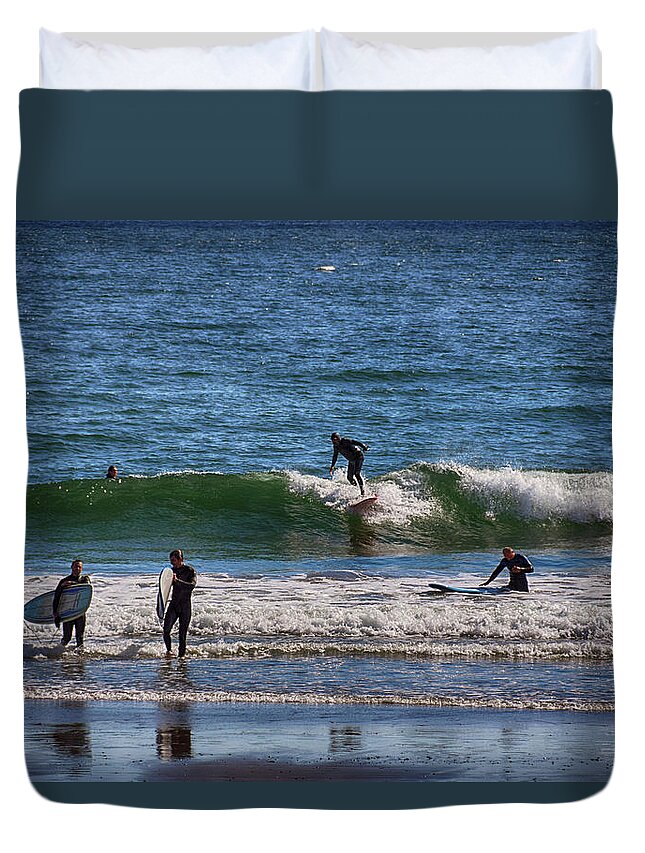 Ocean Duvet Cover featuring the photograph Catching A Wave #2 by Tricia Marchlik