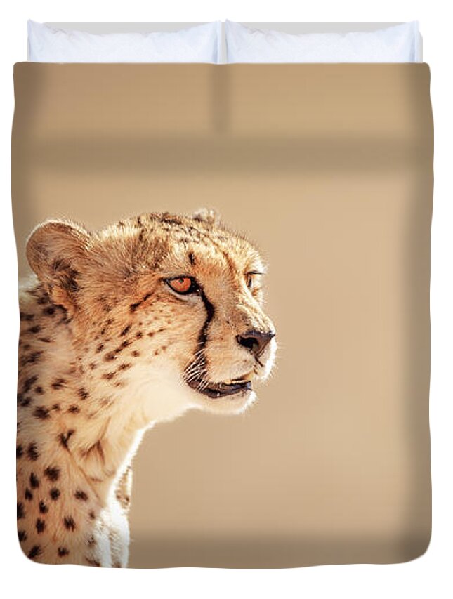 Cheetah Duvet Cover featuring the photograph Cheetah portrait #2 by Johan Swanepoel