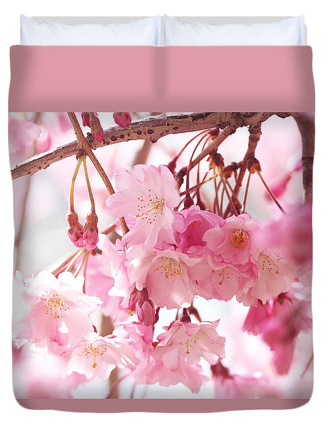 Spring Duvet Cover featuring the photograph Cherry Blossoms #1 by Trina Ansel