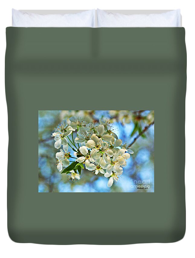 Spring Duvet Cover featuring the photograph Cherry Tree Flowers #2 by Amalia Suruceanu