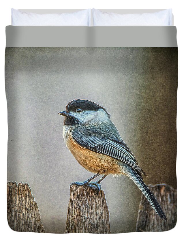 Chicadee Duvet Cover featuring the photograph Chicadee by Cathy Kovarik