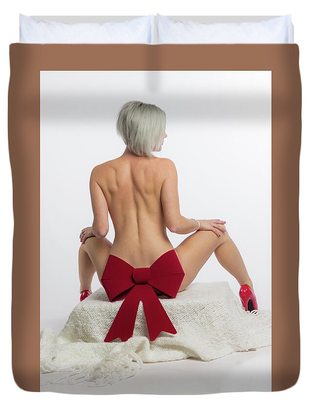 Christmas Duvet Cover featuring the photograph Christmas boudoir by La Bella Vita Boudoir