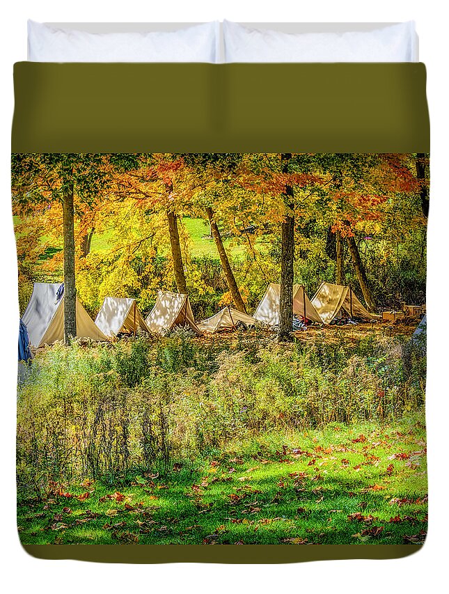 Camp Duvet Cover featuring the photograph Civil War at Wolcott Mill Metro park #1 by LeeAnn McLaneGoetz McLaneGoetzStudioLLCcom