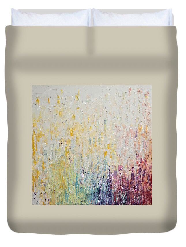Rainbow Duvet Cover featuring the painting ColorBox Garden by Linda Bailey