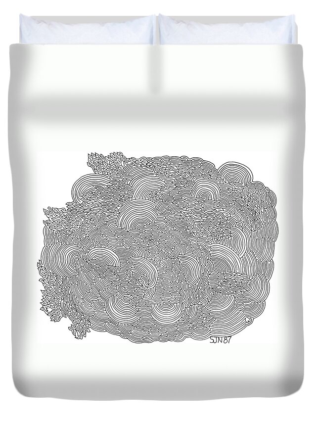 Mazes Duvet Cover featuring the drawing Confusion #1 by Steven Natanson