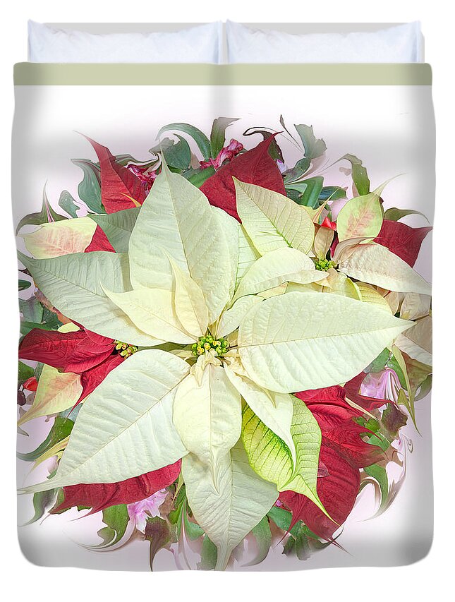 Holiday Duvet Cover featuring the photograph Congenial Poinsettias #1 by Bruce Frank