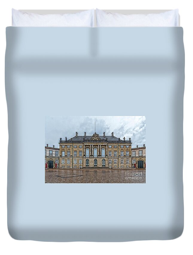 Copenhagen Duvet Cover featuring the photograph Copenhagen Amalienborg Palace #1 by Antony McAulay