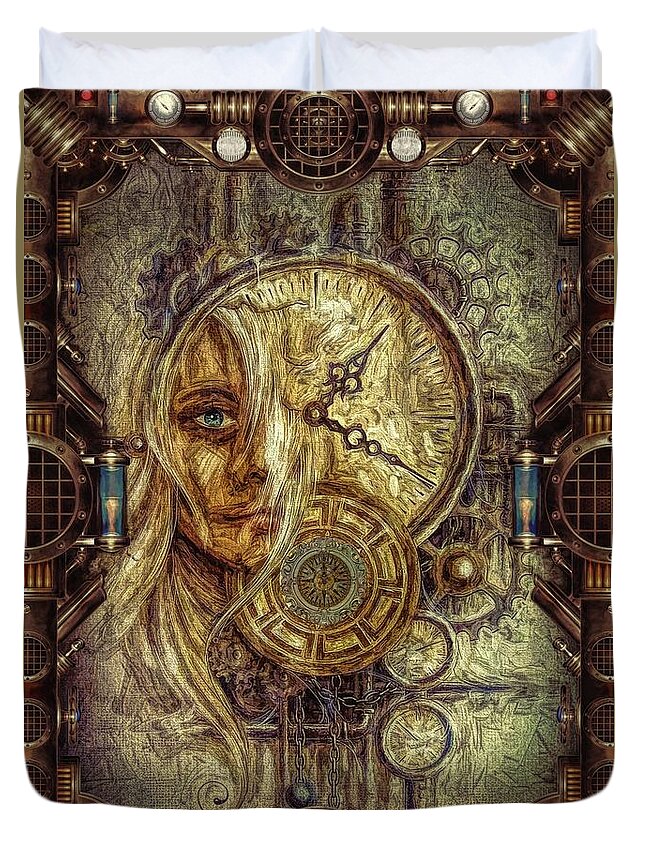 Steampunk # Steampunk Art # Steampunk Compass # Steampunk Clock# Watch # Compass # Duvet Cover featuring the digital art Sci-fi/fantasy by Louis Ferreira