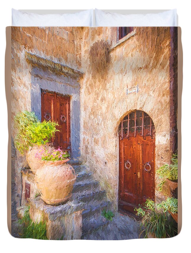Bagnoregio Duvet Cover featuring the photograph Courtyard of Tuscany by David Letts