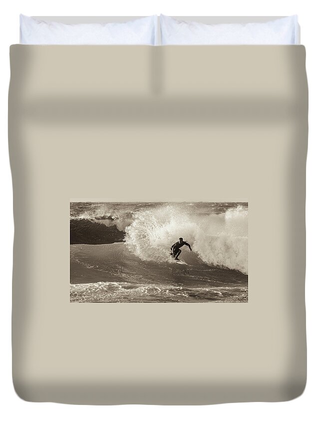 Surf Duvet Cover featuring the photograph Curl #1 by Alex Lapidus