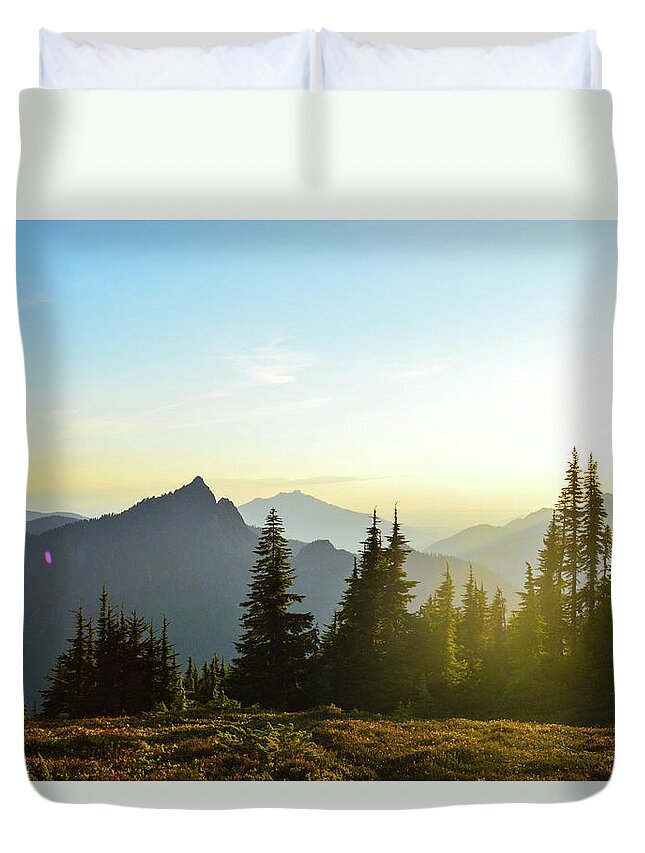 Sunset Duvet Cover featuring the photograph Dickerman Sunset by Brian O'Kelly