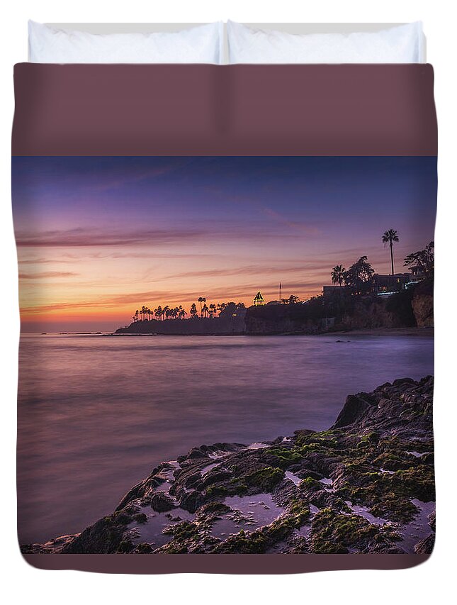Beach Duvet Cover featuring the photograph Diver's Cove Sunset #1 by Andy Konieczny