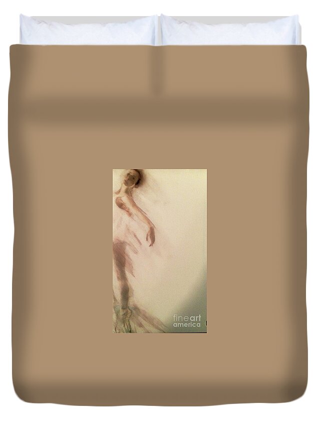Ballet Ballerina Dance Spirit Spiritual Movement Duvet Cover featuring the painting Dust in the Wind #1 by FeatherStone Studio Julie A Miller
