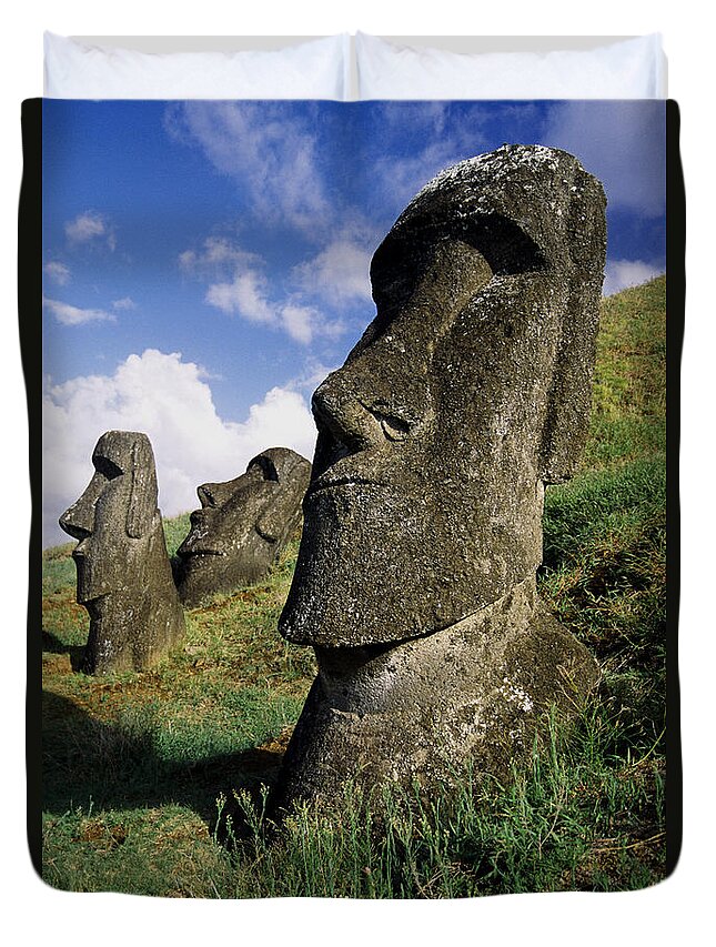 Easter Island Duvet Cover featuring the photograph Easter Island Moai #1 by Michele Burgess
