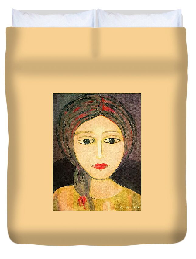 Digital Painting Duvet Cover featuring the digital art Emma #1 by Lisa Noneman