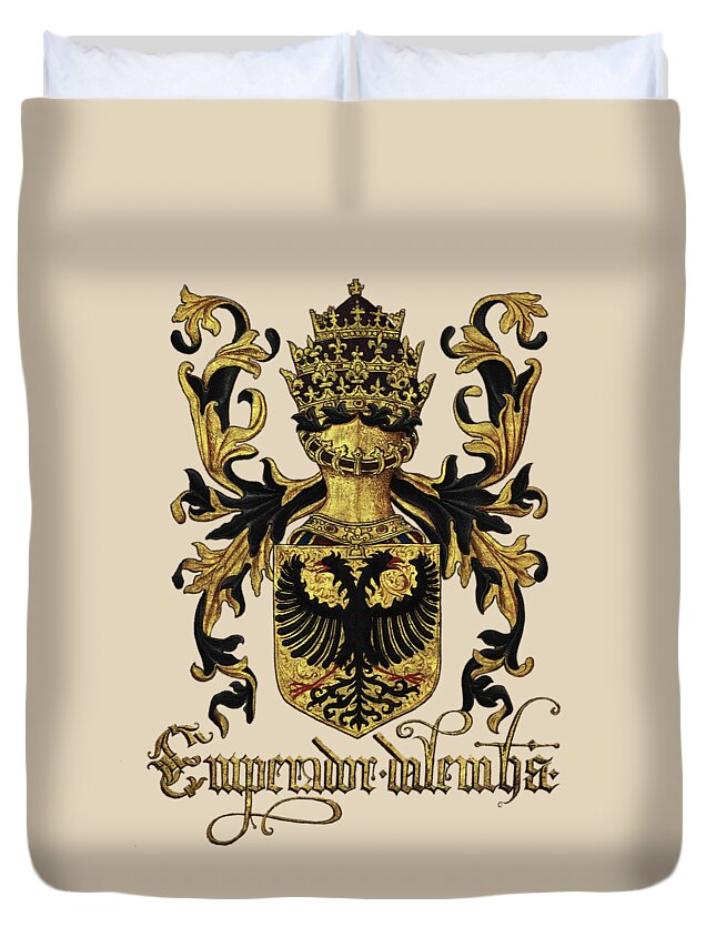 'roll Of Arms Collection By Serge Averbukh Duvet Cover featuring the photograph Emperor of Germany Coat of Arms - Livro do Armeiro-Mor #1 by Serge Averbukh