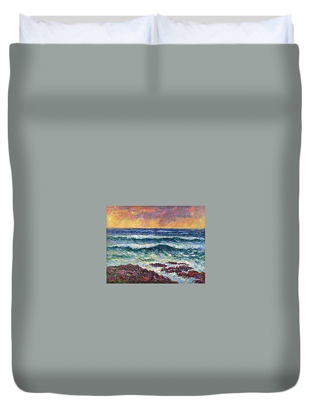 Evening Duvet Cover featuring the painting Evening #1 by Henri Moret