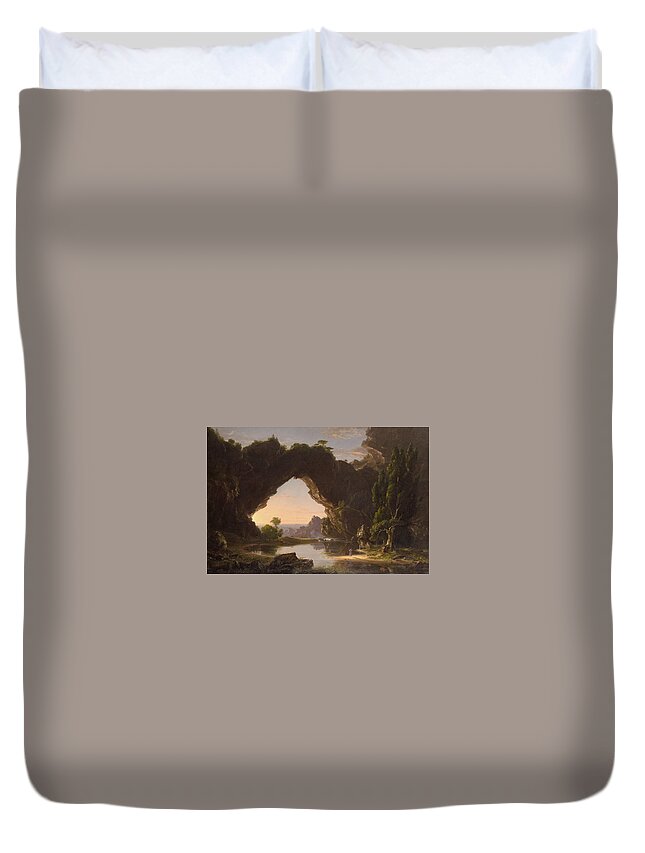 Thomas Cole Duvet Cover featuring the painting Evening In Arcady #1 by MotionAge Designs