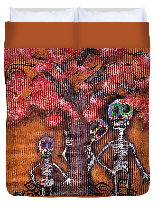 Day Of The Dead Duvet Cover featuring the painting Family Tree by Abril Andrade