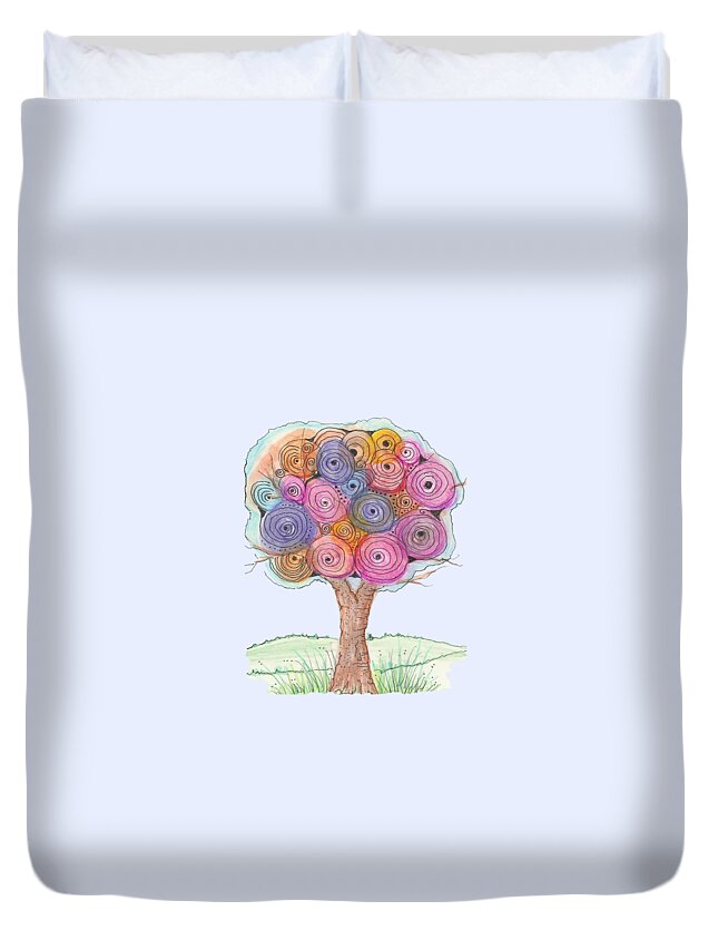 Colors Duvet Cover featuring the mixed media Family Tree #1 by Ruth Dailey