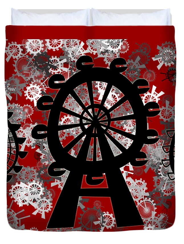Eye Duvet Cover featuring the digital art Ferris Wheel - London Eye #1 by Michal Boubin