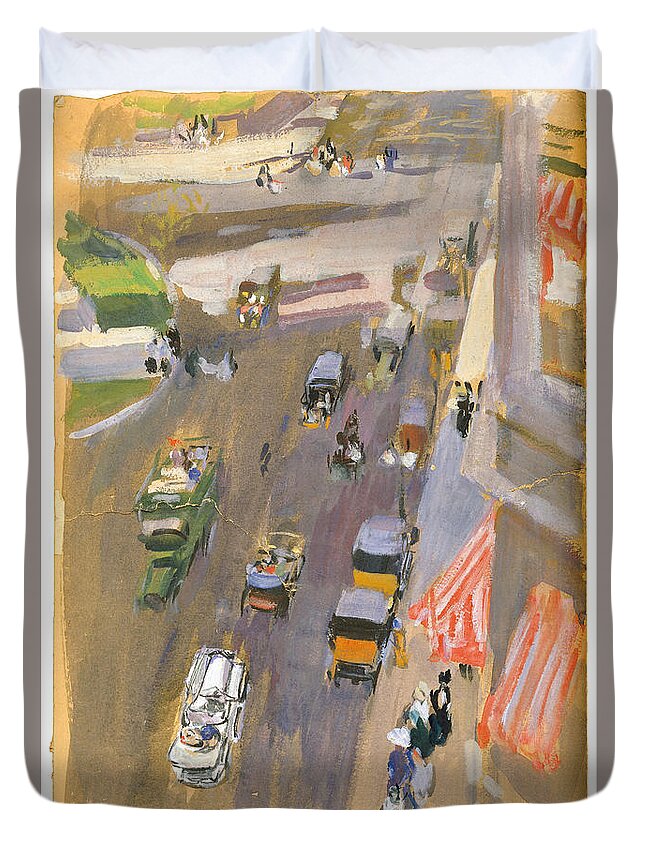 Joaquin Sorolla Y Bastida Duvet Cover featuring the painting Fifth Avenue New York #2 by Joaquin Sorolla y Bastida